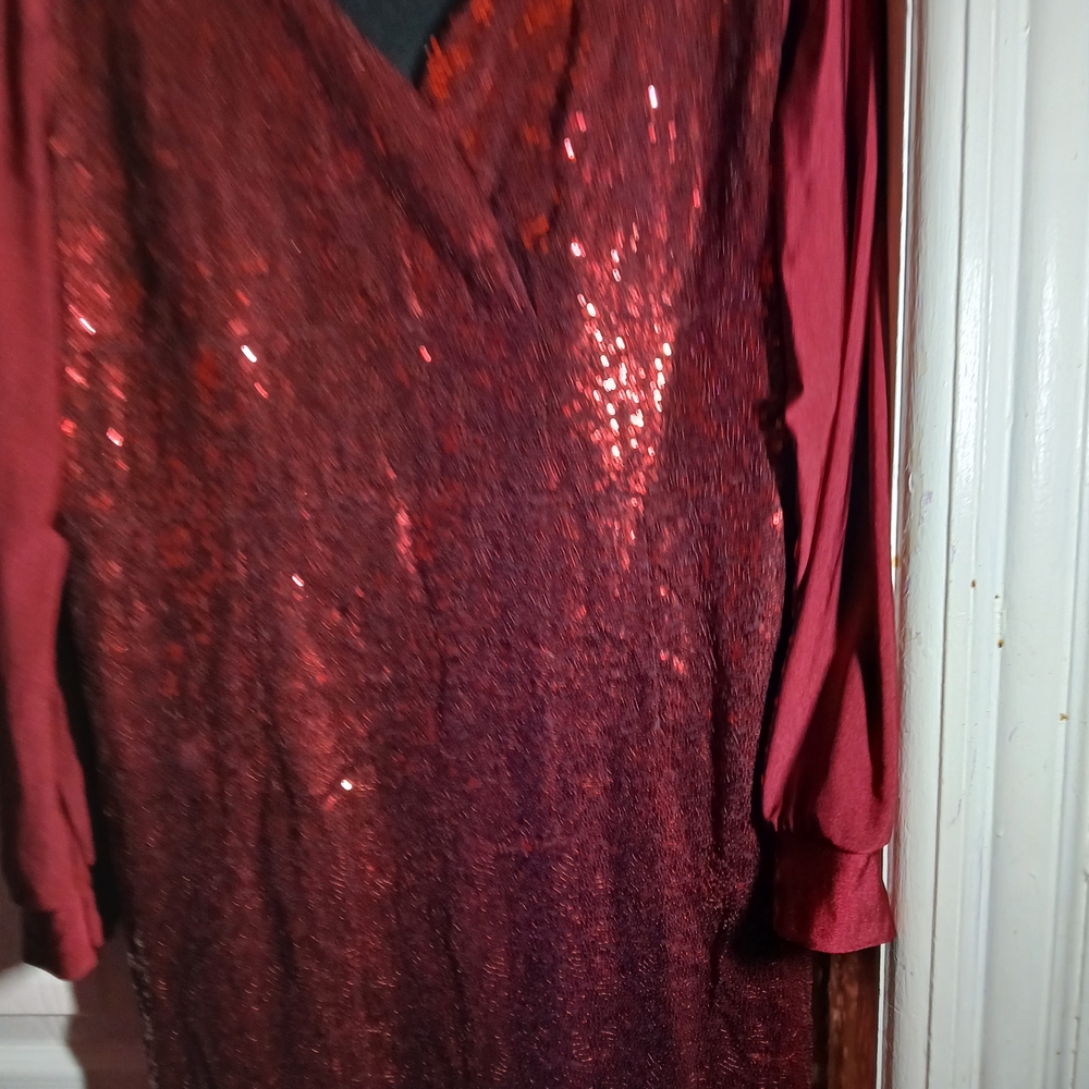 Red Sequin V-Neck Dress
